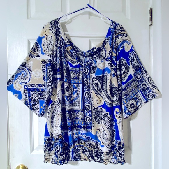 Style & Co Women’s Blouse V neck 3/4 sleeves Bright Flowy BlouseSize XL NWOT - Picture 1 of 5